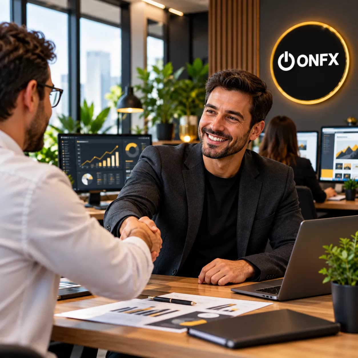 Reunião de fechamento de projeto na ONFX
